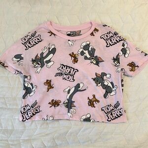 Tom and Jerry Kids/ Preteen Pink cropped top Tshirt